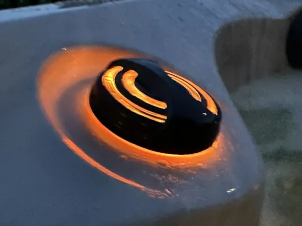 Amber LED accent lighting on spa control